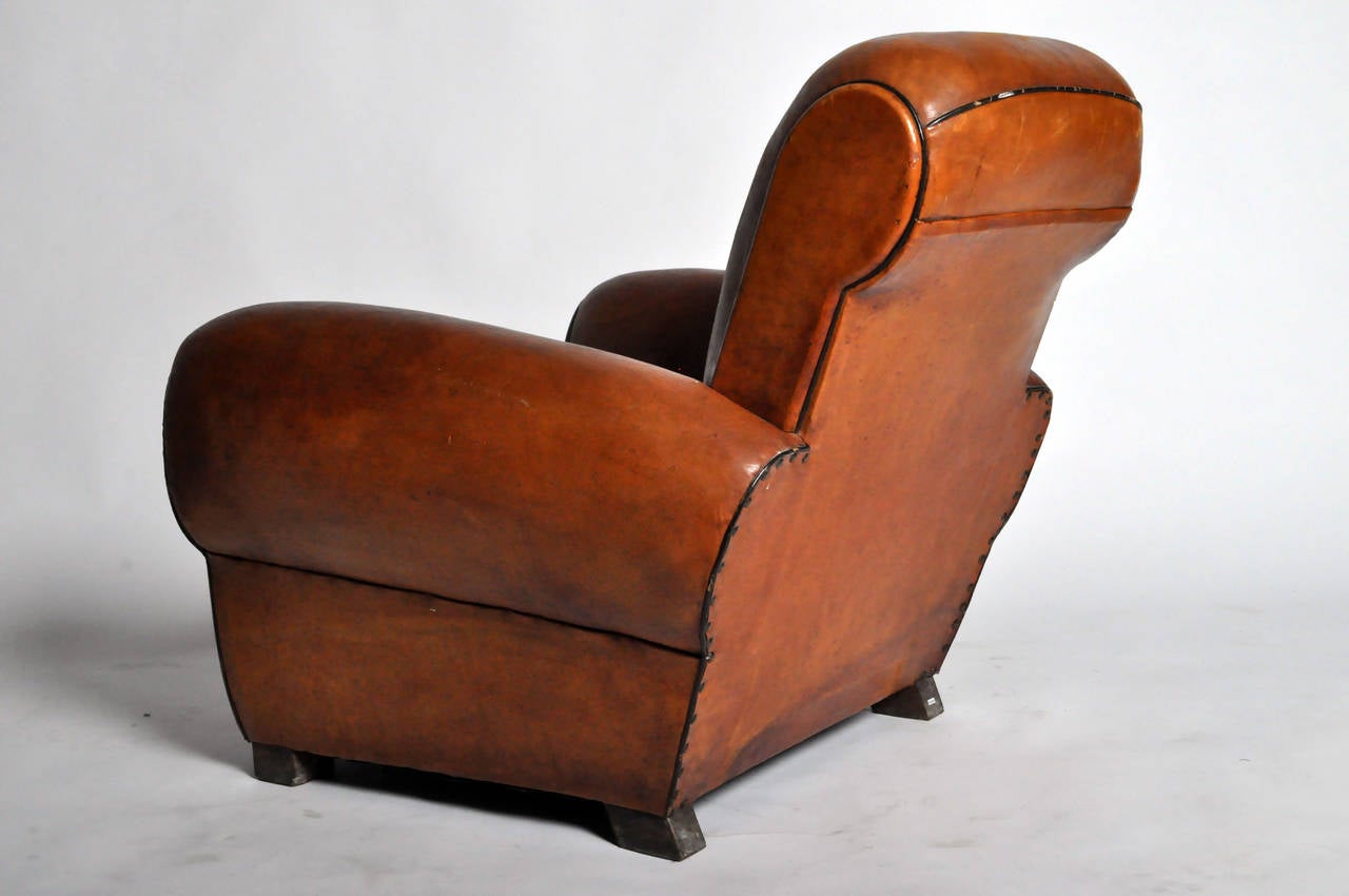French Art Deco Leather Club Chairs 1