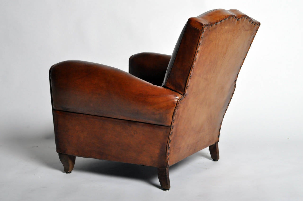 Mid-20th Century Art Deco Leather Club Chair