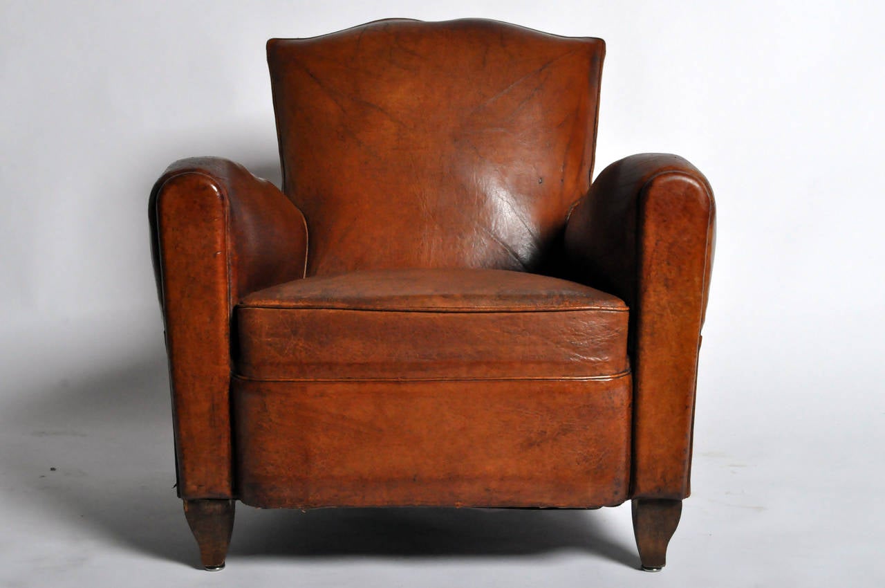 French Art Deco Leather Club Chair