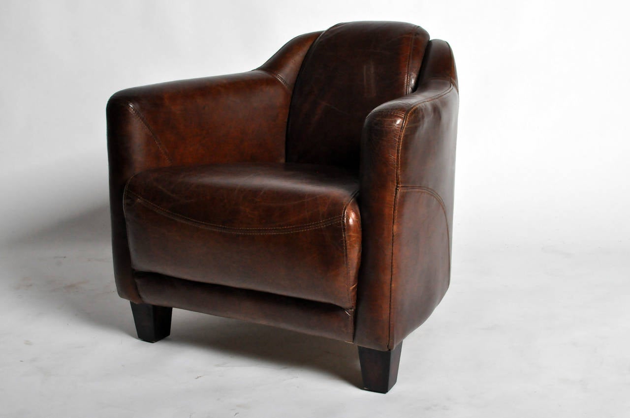 This leather chair is from Paris, France and is newly made.