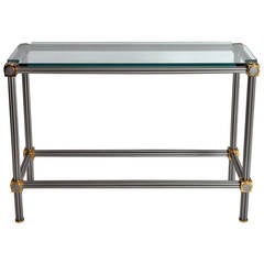 French Steel and Brass Console Table 4