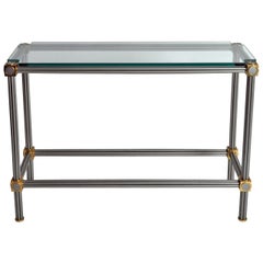 French Steel and Brass Console Table