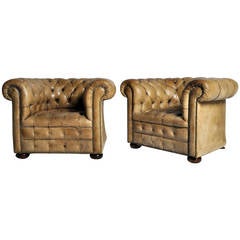 Antique Chesterfield Leather Club Chairs