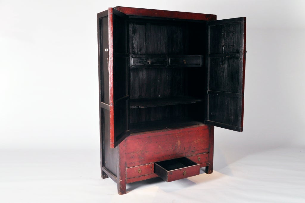 18th Century and Earlier Painted Chinese Clothing Cabinet