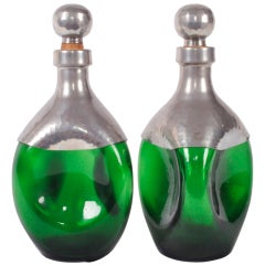 Pair of Green Glass Vessels