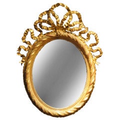 Oval Gilt Mirror Frame with Ribbon Decoration