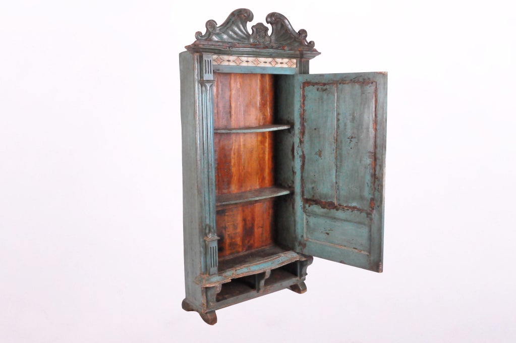 Painted British Colonial Chechen Wood Armoire