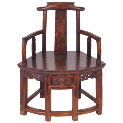 Fan-Shaped Arm Chair with Curved Back Panel and Drawer