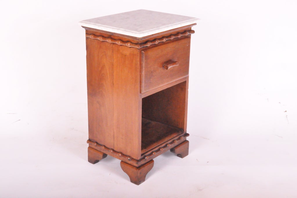 A Pair of British Colonial Side Chest with Stone Top In Excellent Condition In Chicago, IL