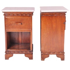 A Pair of British Colonial Side Chest with Stone Top