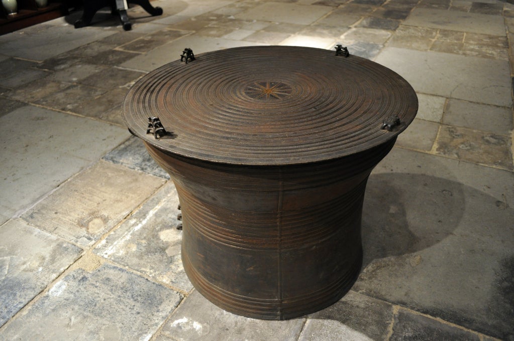 The Karen tribe of Northern Burma, Thailand and Laos has been fashioning large bronze drums for at least 1,000 years, commonly known today as “rain drums” or “frog drums”.    It is believed that the principal use of the drums was to call the rains