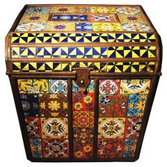 Vintage Storage Box with Ceramic Tiles