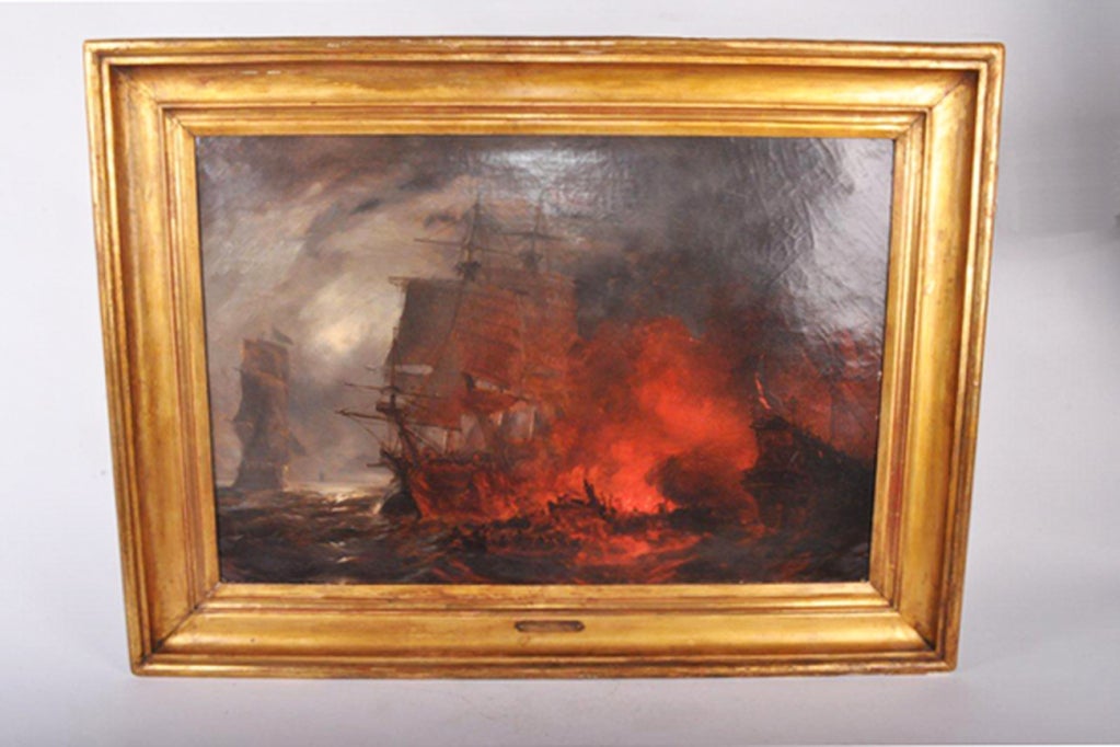Oil Painting of "Naval Battle" by Richard Faxon