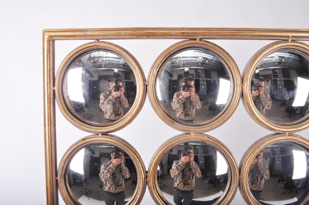 Decoration Panel of Round Curved Mirrors In Excellent Condition In Chicago, IL
