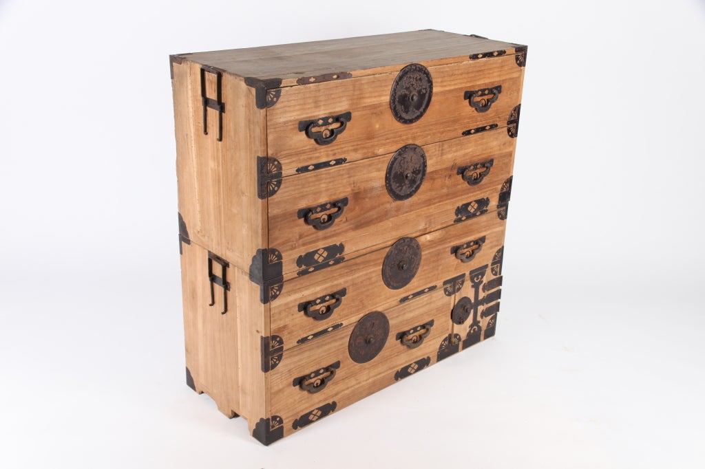 Japanese 2 Piece Tansu with Round Black Hardware at 1stDibs