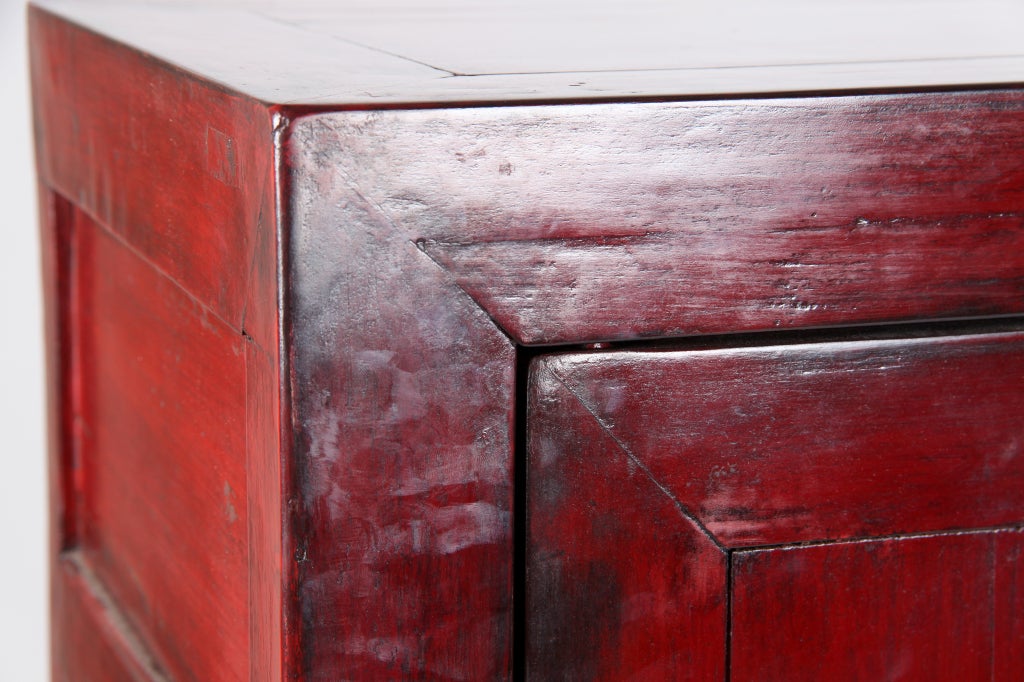 Chinese Red Lacquered Cabinet with 4 Doors & 3 Drawers 2