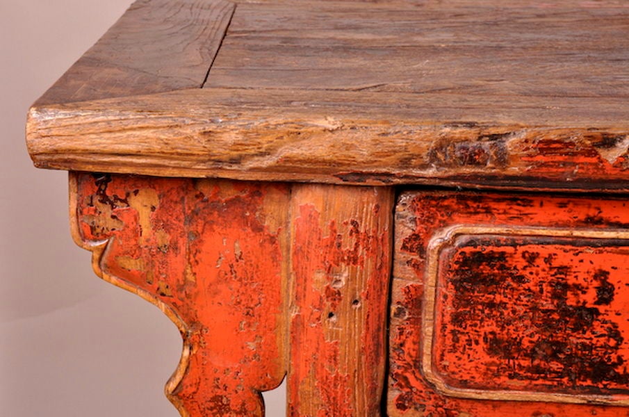 Chinese Coffer with Red Lacquer and four Drawers