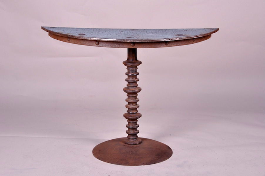 French Industrial Half Round table