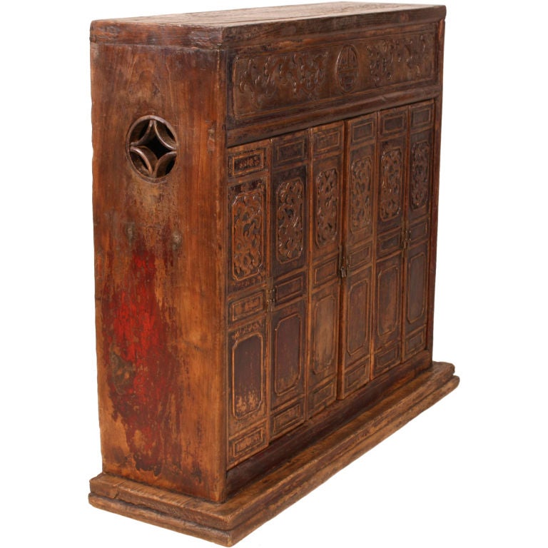 Small Carved Altar Chest with Three Pairs of Doors