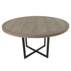 Belgian Oak and Iron Dining Table