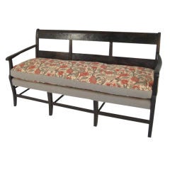 Walnut Bench with New Down Cushion and Antique Fabric