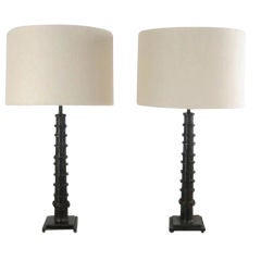 Pair of Industrial Iron Table Lamps