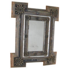 19th Century Iron Mirror Antique 19th Century Iron Mirror