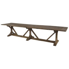 Long 19th Century Belgian Oak Trestle Table Long 19th Century Belgian Oak Trestle Table