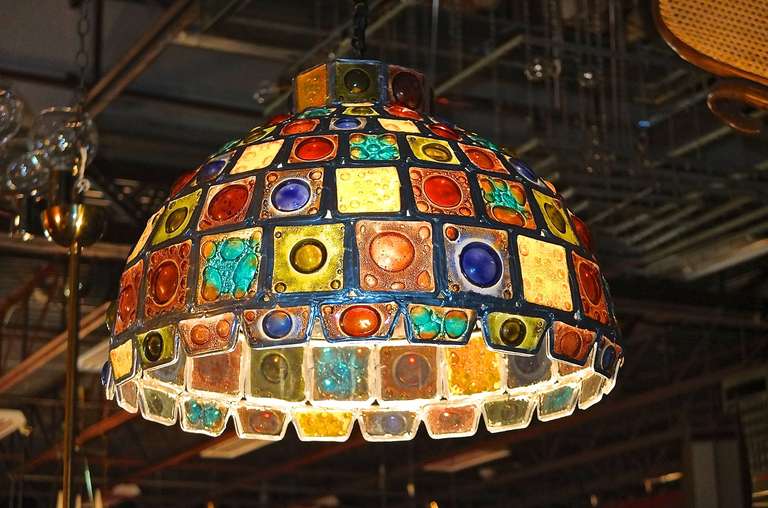 Mid-Century Modern Felipe Derflingher for Feders Art Glass Pendant