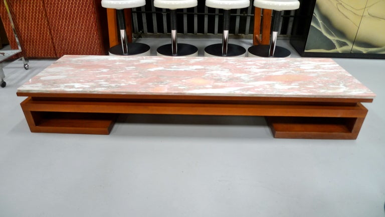Art Deco Paul Frankl Mahogany Opium Table with Pink Marble Top