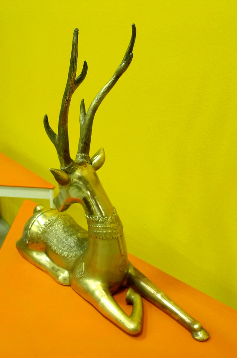 Pair of Brass Resting Deer by Sarreid 3