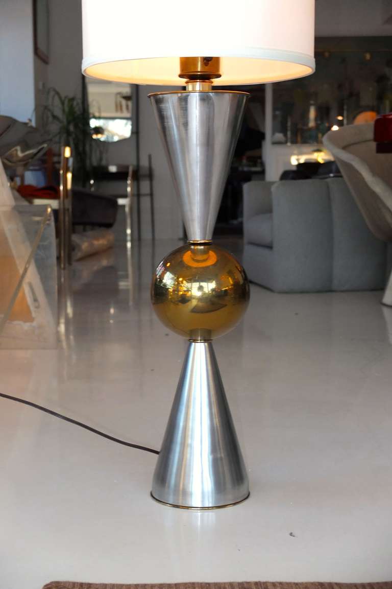 Mid-Century Modern Atomic Double Cone & Ball Table Lamp For Sale