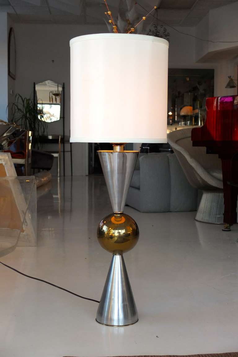 Atomic Double Cone & Ball Table Lamp In Excellent Condition For Sale In Hanover, MA