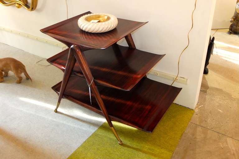Mid-20th Century Sculptural Italian 1950s Three Tier Side Table or Magazine Stand