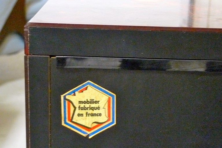 French 1970's Tortoise Lacquer & Brass Credenza in Three Sections 6