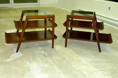 Pair of Mid-Century Modern Three Tier Step End Tables