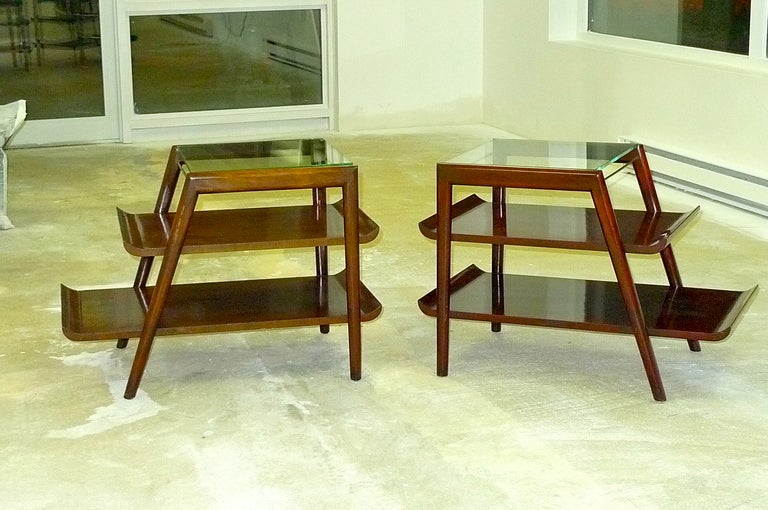 Pair of Mid-Century Modern Three Tier Step End Tables 1