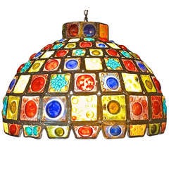Dome Shade Pendant of Leaded Craft Blown Glass 5