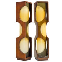 Pair of Space Age Rosewood & Smoked Lucite Lamps 8