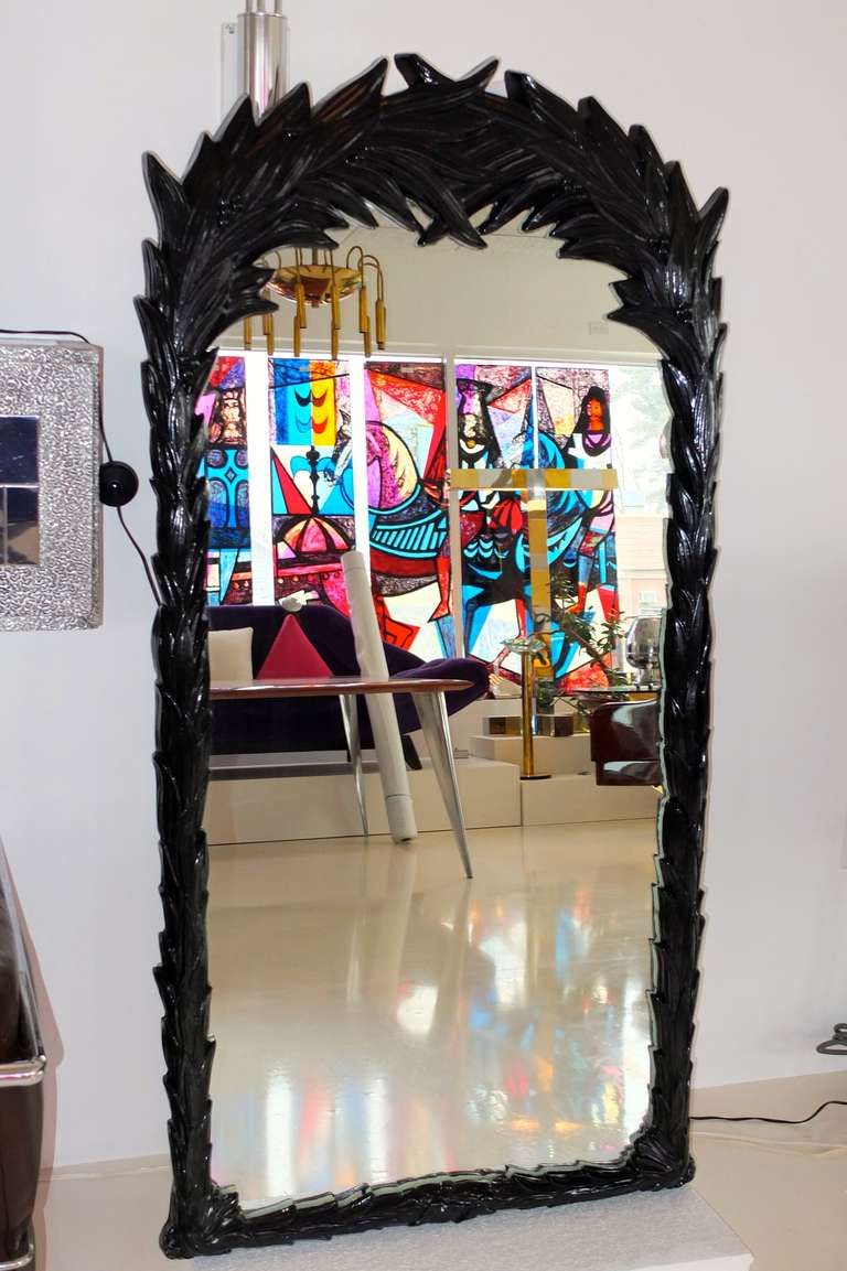 Large Palm Foliate Mirror by Sirmos In Excellent Condition For Sale In Hanover, MA