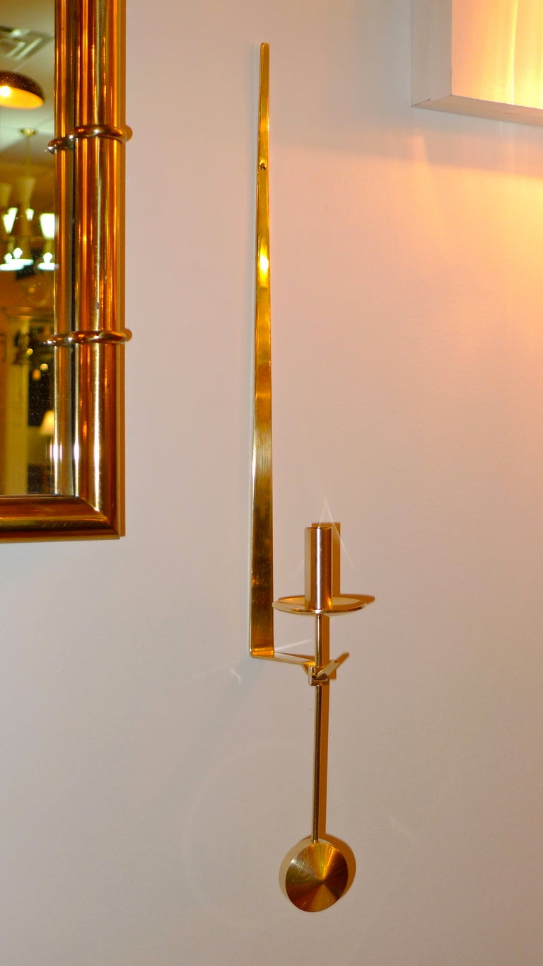 Mid-Century Modern Skultuna Pendulum Brass Candle Sconce By Pierre Forssell