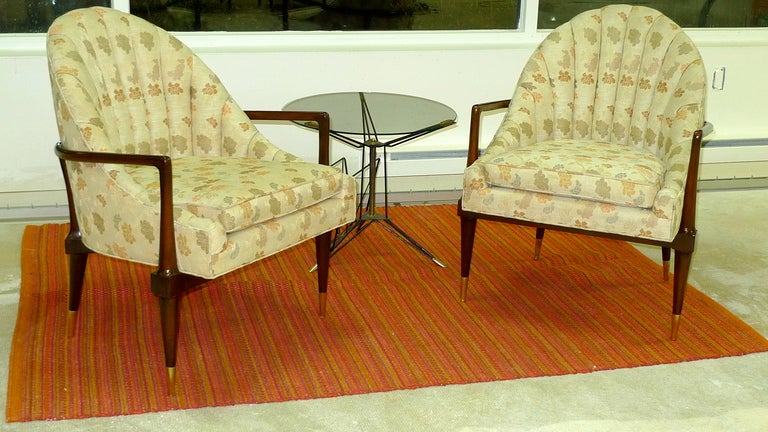 American Pair of Sculptural Modern Scoop Back Lounge Chairs