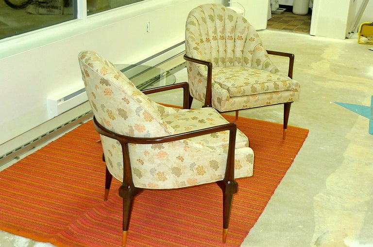 Mid-20th Century Pair of Sculptural Modern Scoop Back Lounge Chairs