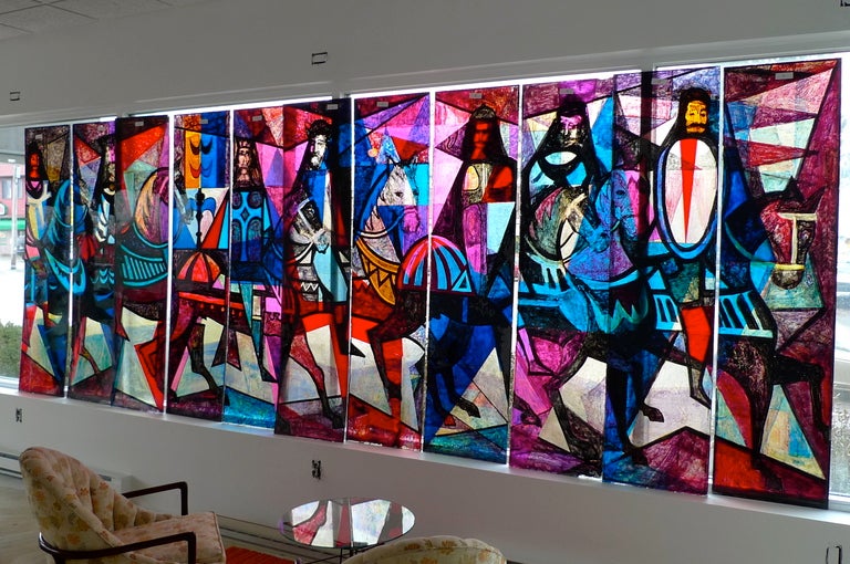 Mural del Rey Arturo (16' x 6') por Peter Ostuni para el Hotel Savoy-Plaza 1951 Moderno de mediados de siglo en venta