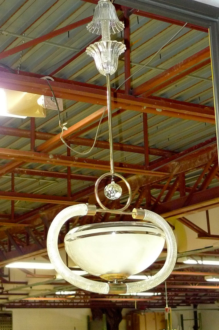 Barovier & Toso 1940's Italian Suspension Light In Good Condition For Sale In Hanover, MA