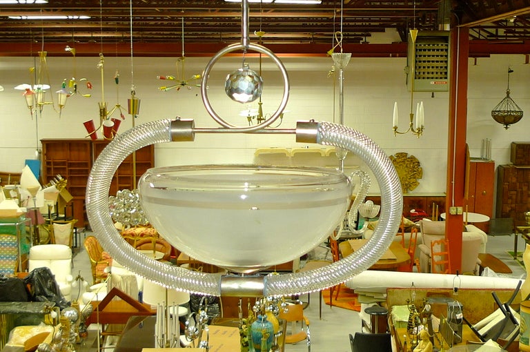 Murano Glass Barovier & Toso 1940's Italian Suspension Light For Sale