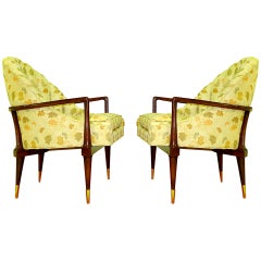 Vintage Pair of Sculptural Modern Scoop Back Lounge Chairs