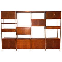 Vintage Walnut & Polished Aluminum Room Divider