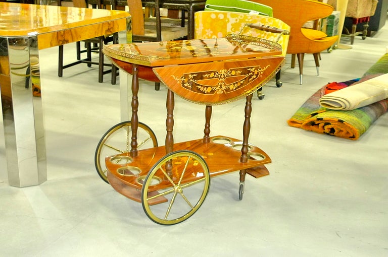 vintage italian marquetry bar cart