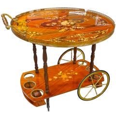 1960's Italian Marquetry Bar Cart